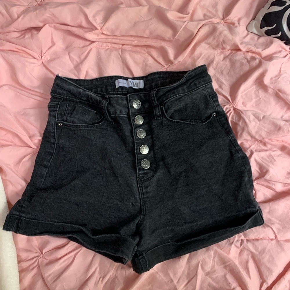 YMI high rise black jean shorts